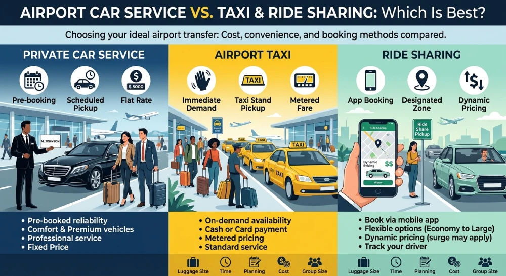 Airport Car Service vs. Taxi & Ride Sharing: Which Is Best?