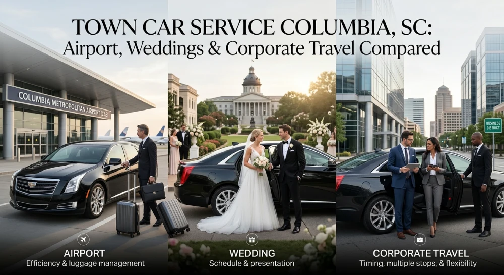 Town Car Service Columbia SC: Airport, Weddings & Corporate Travel Compared